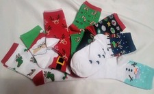 CHRISTMAS SOCKS FESTIVE SANTA SNOWMAN XMAS SOCKS 7 Pair