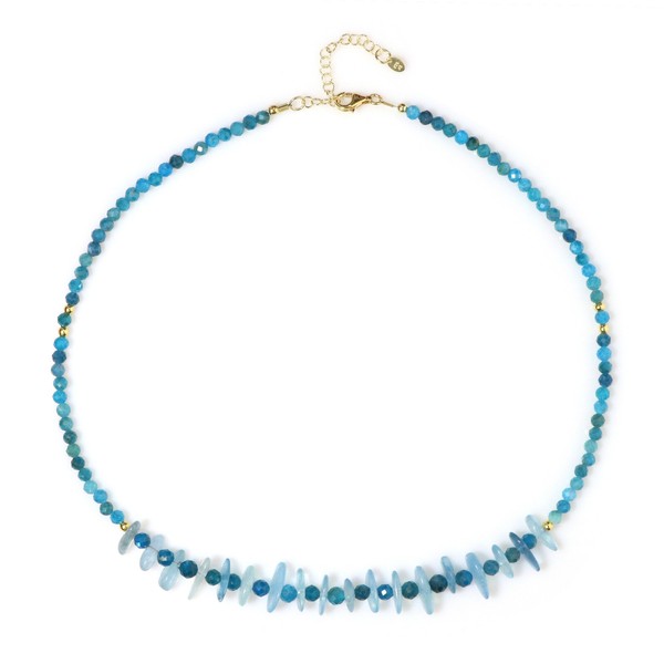 Cavill Silberhalskette Aquamarin Apatit HäMatit 925 Sterling Vergoldet Blau-image