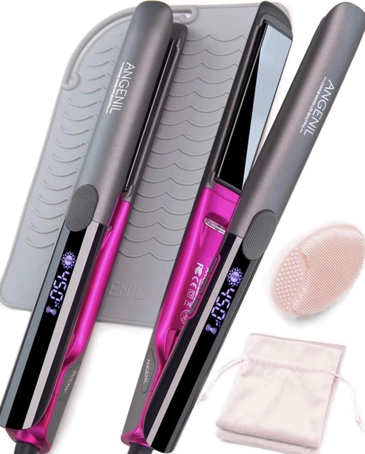 Titanium Hair Straighteners Curler Flat Iron Anti Scald Fast Heating 230C Easy