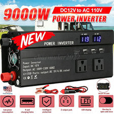 9000W Car Vehicle Power Inverter DC 12V to AC 110V 120V Converter 3USB 1Type-c
