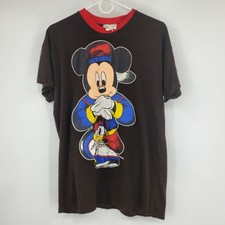 Vintage Disney Mickey Mouse Hip Hop Ringer Front Back T-Shirt 90s Streetwear OS