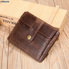 100 Genuine Leather Wallet For Men Male Vintage Short Small Slim Men's Purse ID