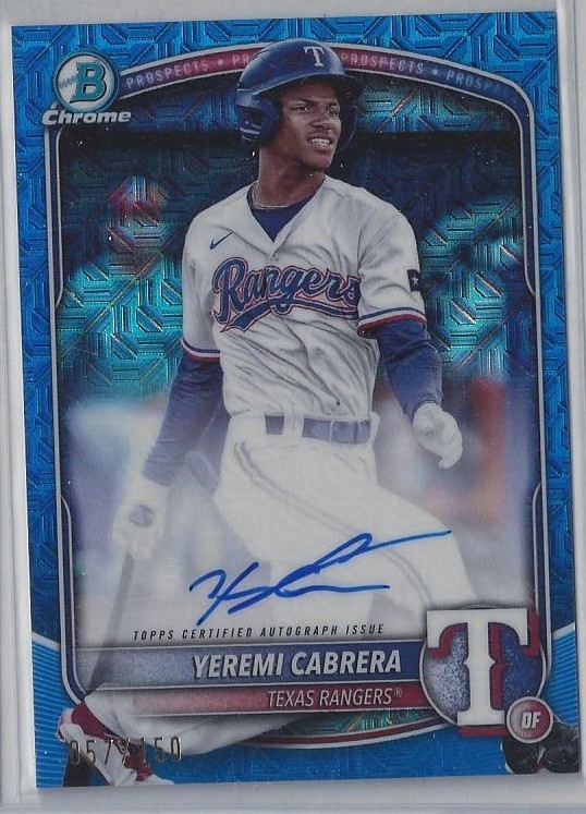 Yeremi Cabrera 2025 Bowman Chrome Blue Mojo Refractor Auto /150 #BCP-146 Rangers