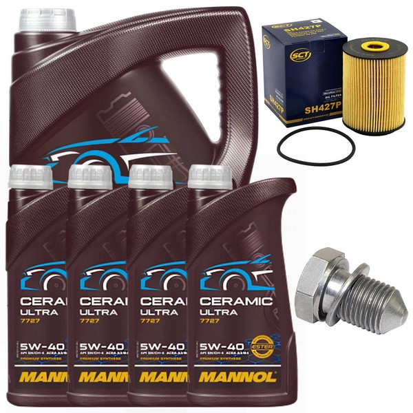 MotoröL Filter Set Mannol 5W-40 9 Liter + Schraube FüR Audi Q7 VW Passat 3.6 4.0-image