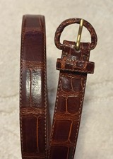 Ralph Lauren Alligator Belt Size 36 Brown w/ Leather Buckel Made In Italy