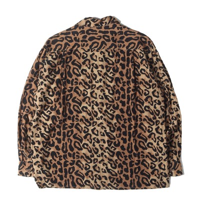 トップス WACKO MARIA LEOPARD OPEN COLLAR SHIRT WACKO MARIA Gray Leopard Open Collar Shirt Wacko Maria