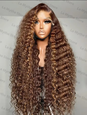 Ombre Deep Wave HD 250 Density Curly 30 40 Inch Brown 13x6 Lace Frontal