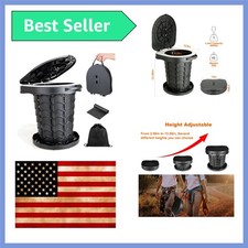 Portable camping Toilet, Foldable and Height Adjustable, Load Capacity 400lbs...