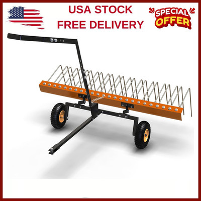  60''Tow Behind Dethatcher w/24 Steel Tines,Lawn Dethatcher Rake,ATV or Mower Too