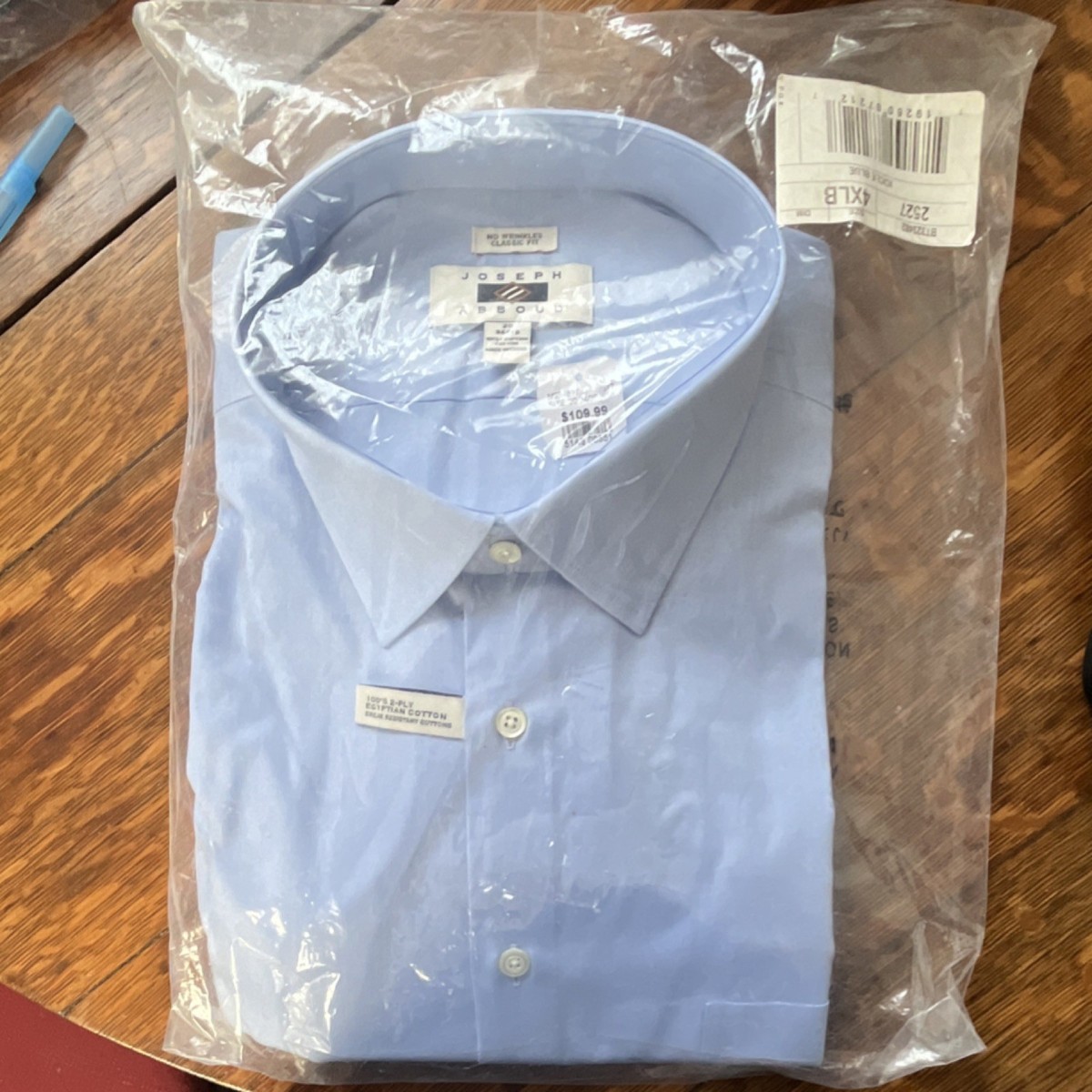 Joseph Abboud No Wrinkles Classic Fit Blue Dress Shirt 100% Egyptian Cotton  20