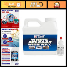 White Gelcoat with Wax - UV-Resistant Marine Coating for Interior/Exterior Use -