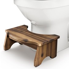 Toilet Stool 7.2" Acacia Wood - 350LBS Capacity, Non-Slip Foot Rest - Promotes