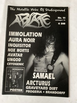 ABLAZE NR. 11 1996 BLACK METAL MAGAZINE SAMAEL IMMOLATION AURA NOIR AVATAR UNGOD