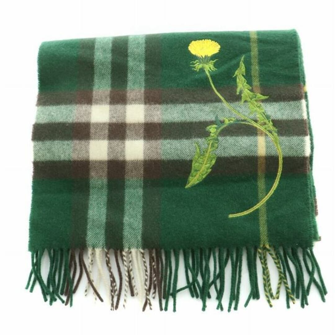 Burberry muffler fringe plaid cashmere logo dandelion