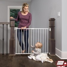 2-In-1 Extra Wide Baby Safety Gate Durable Steel Mounting Kit Top Stair Hallway