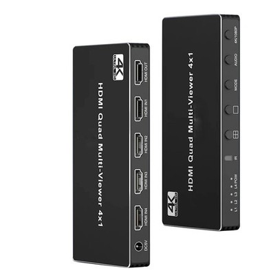 4K HDMI Multiviewer 4X1 HDMI Quad Screen Multi-Viewer 4 in 1 Seamless Switcher