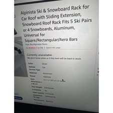 Alpinista Ski Snowboard Roof Rack Sliding Extension 5 Skis 4 Boards Aluminum Alpinista Ski Snowboard Roof Rack Sliding Extension 5 Skis 4 Boards Aluminum