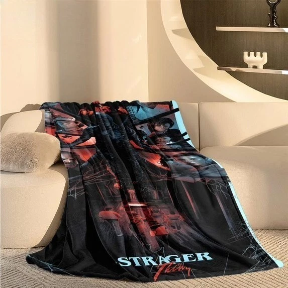 Red Stranger Things Throw Blanket, Ultra Soft Cozy Blanket for Sofa Bed Travel