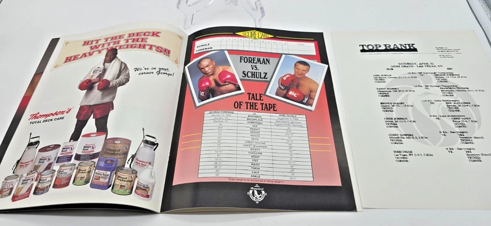 George Foreman vs Axel Schulz Official Boxing Program April 1995 - Image 3 of 3