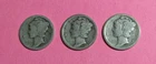 1917S + 1918S + 1919S - One Ea. - Semi-Key Mercury Dimes - Circulated Condition