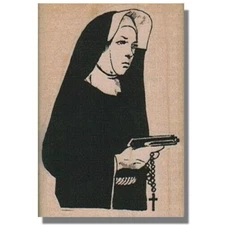 Rubber Stamp, Nun With A Rosary, Religion, Sister, Lady, Pray,Church,God,Gun,sm