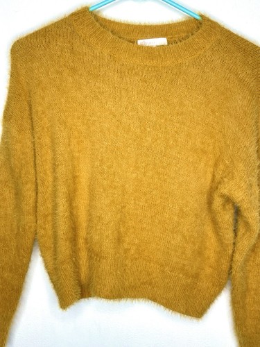Gb Girls Fuzzy Sweater Size XL 16 Mustard Long Sleeve Pullover Shaggy - Picture 2 of 4
