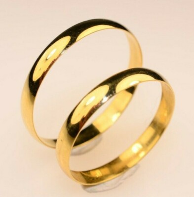 His And Hers classic 3 mm comfort set  yellow Gold Wedding Bands  set   L7 M10