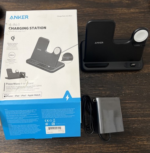 Anker PowerWave 4 in 1 Stand Charging Station B2575 Black PREOWNED!