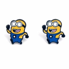 DESPICABLE ME MINIION'S STUART INSPIRED ENAMEL STUD EARRINGS APPROX. 1/2"