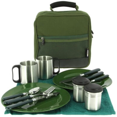 Angel Besteck Geschirr Set Deluxe für 2 Personen Camping Outdoor Picknick NGT