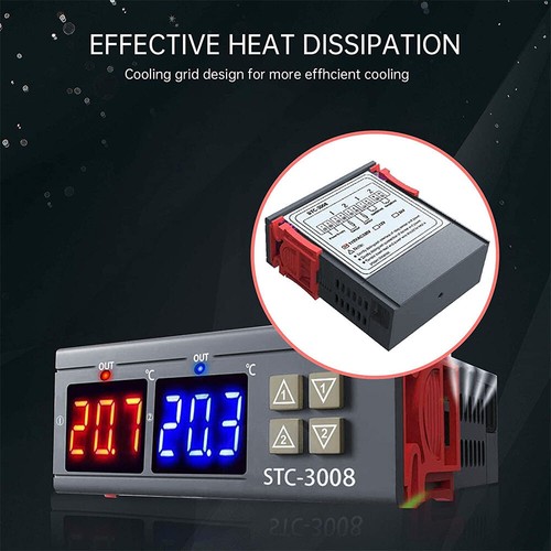 STC-3008 110-230V Temperature Controller Thermostat LCD Digital Dual Display HOT - Picture 5 of 12