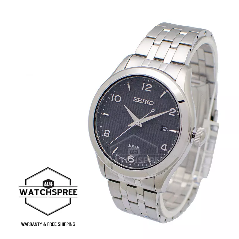 Seiko Solar Silver Stainless Steel Band Watch SNE489P1 eBay