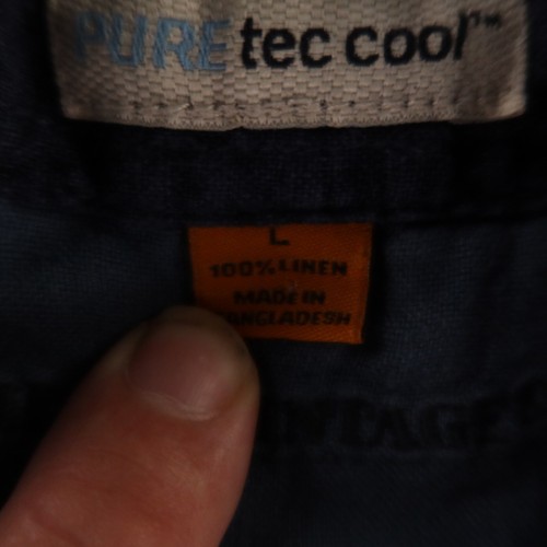 Tailor Vintage Shirt Mens L Blue 100% Linen Hopsack Button Up Short Sleeve - Picture 5 of 11