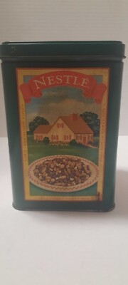 Vintage Nestle Limited Edition Tin Can Toll House Cookie Pie Party Mix Green