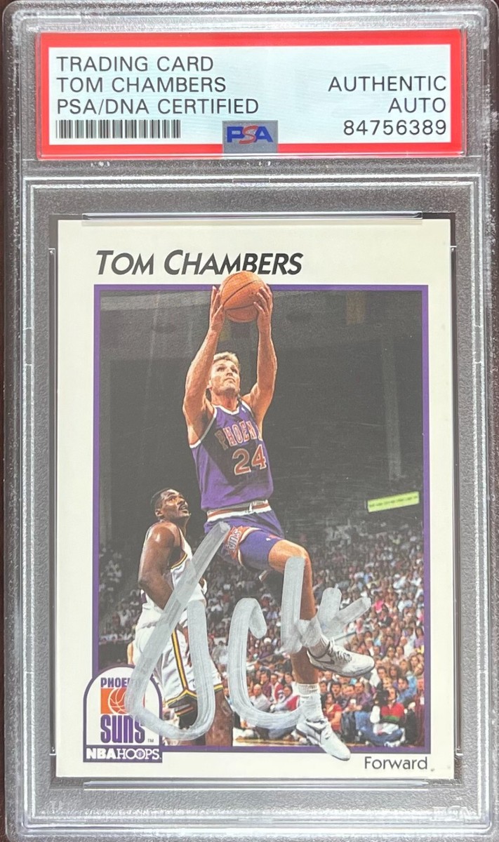 Tom Chambers auto 1991 NBA Hoops #32 card Phoenix Suns PSA