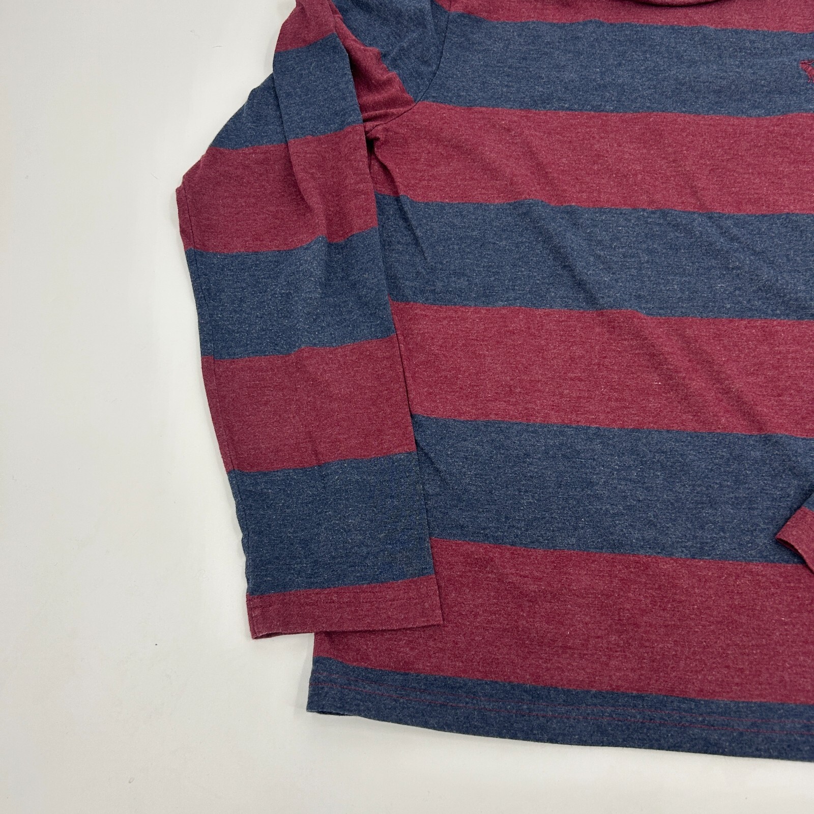 Vtg Abercrombie Rugby Crew Red and Blue Strip Sz Lg Long Sleeve Muscle Tee