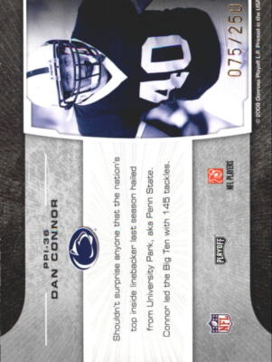 2008 Playoff Prestige Prestigious Picks Purple #36 Dan Connor Card