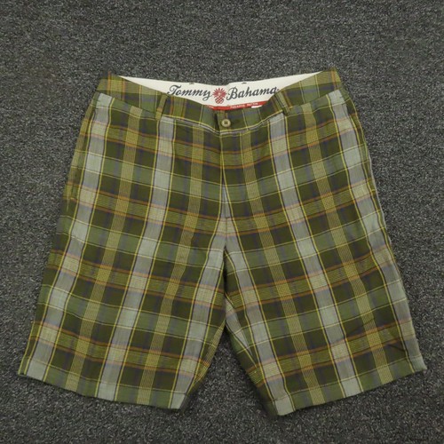 Tommy Bahama Shorts Erwachsene Größe 35 braun weiß & gelb kariert Freizeit Herren