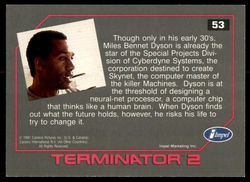 1991 Impel Terminator 2 #53 Meilen Dyson Computergenie - Bild 2 von 2