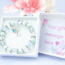 Blue Butterfly Bracelet, Silver Initial, Personalised Gift For Little Girls
