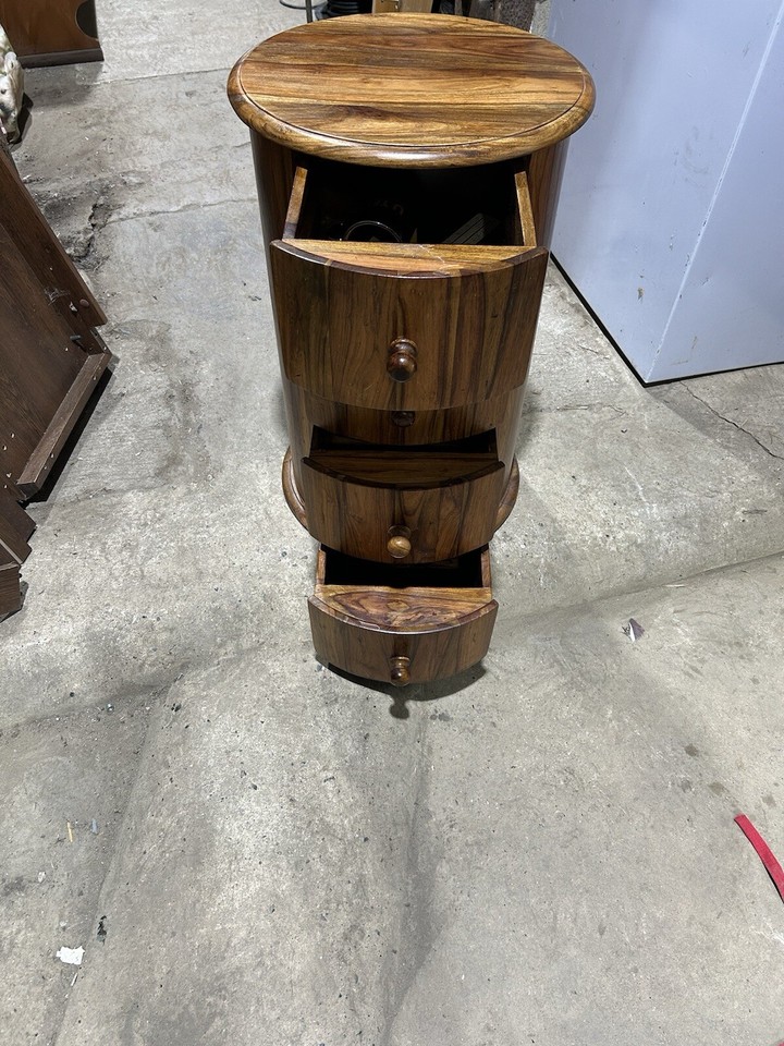 Unbranded Sheesham Wood Round Bedside Side Table eBay