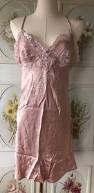 LISE CHARMEL SILK MAUVE PINK SPAGHETTI STRAP NIGHTIE PEIGNOIR GOWN SLIP ITALY 12