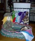 Hand crafted crochet doll plus basket bed, 7 outfits    #3 — photo 1
