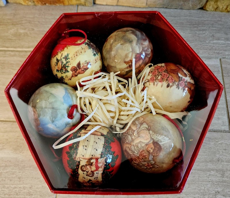 VTG JC Penney Boxed Set (12) Paper mache’ 2” Christmas Ornaments Angels NIB