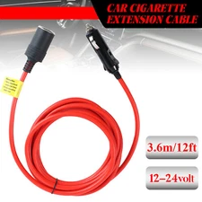 Cigarette Lighter Extension Cord Cable DC Power Heavy Duty Socket Plug 12ft 12V