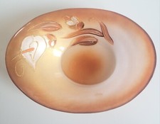 CENTRO TAVOLA OVALE IN MURANO COLOR CARAMELLO CON DECORAZIONE