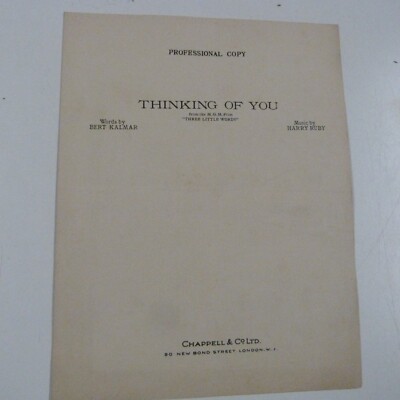 songsheet THINKING OF YOU from ''THREE LITTLE WORDS'' Harry Ruby 1927