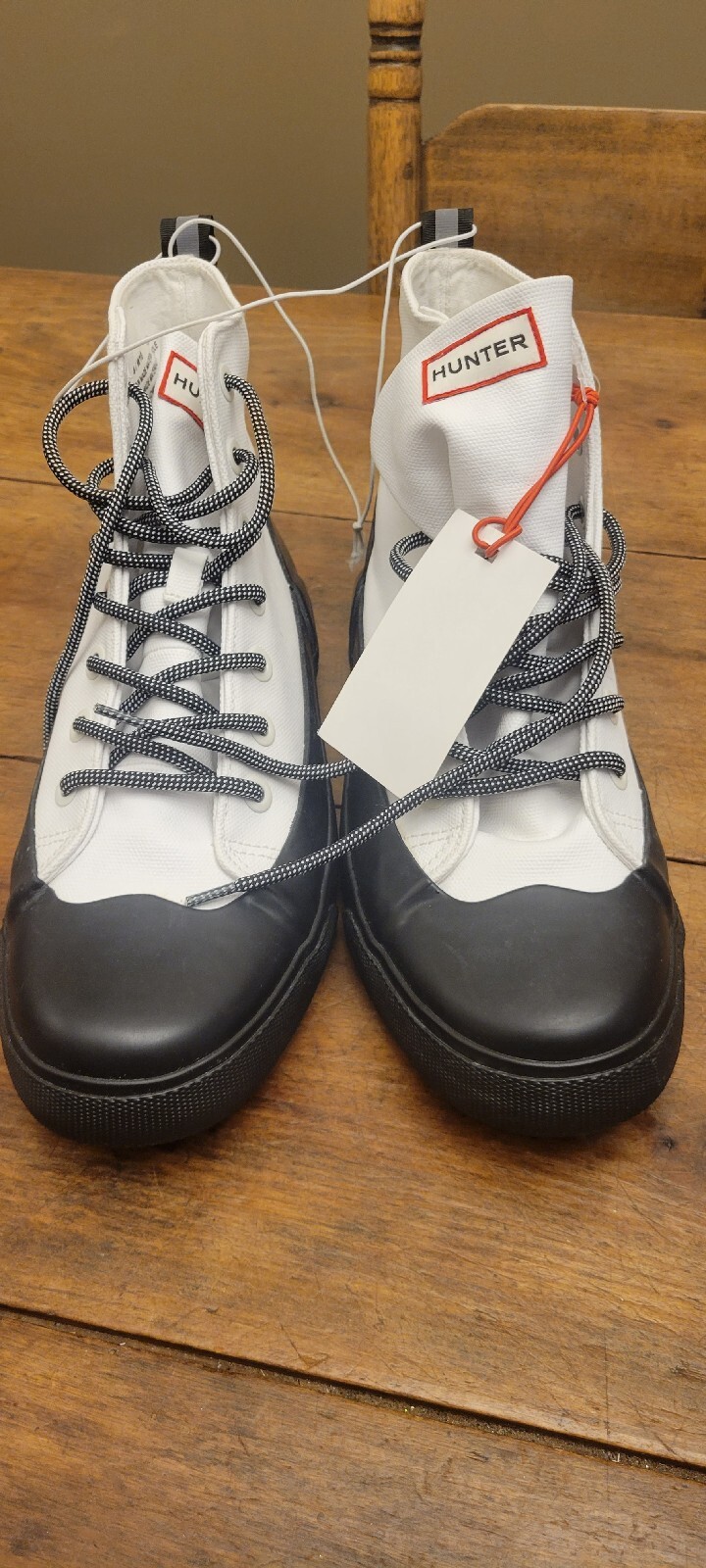 New Hunter for Target Canvas Dipped White Ankle Rain Boots Men 8.5 Women 10.5