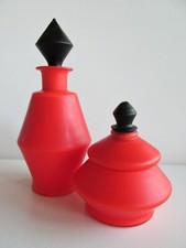 Ancien flacon de parfum bohème ART DECO vanity SET boîte à poudre verre tango...