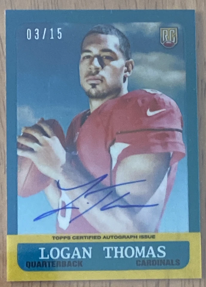 Logan Thomas Commanders Auto 2014 Topps Chrome Mini Refractor Rookie 03/15 SP RC - Image 2 of 4